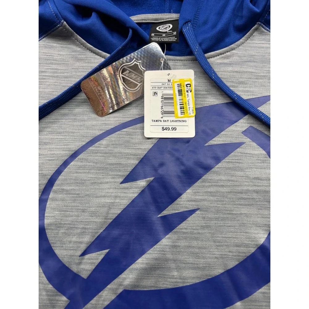 Tampa Bay Lightning NHL Performance Hoodie Gray Blue‎ Size M Pullover Athletic